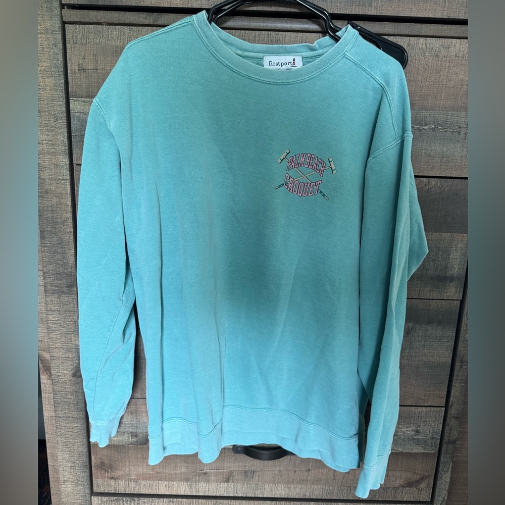 Blue Crewneck Sweater with Ribbed Cuffs
